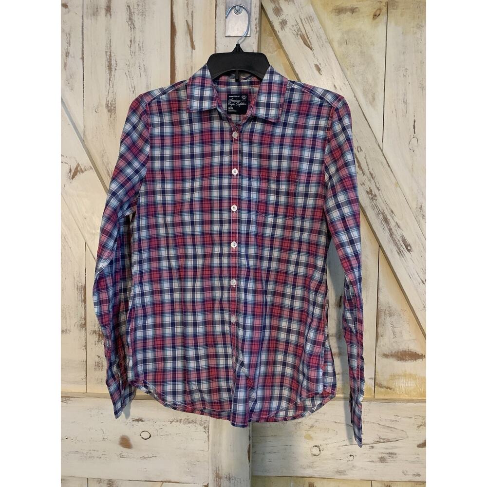 American Eagle Outfitters Size M Womens Plaid Style Long Sleeve Button Up Shirt